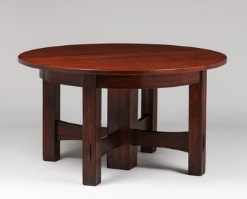 Gustav Stickley 54?d Five-Leg Dining Table c1910