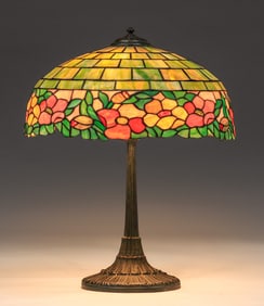 Wilkinson Floral Border Leaded Glass Lamp c1910