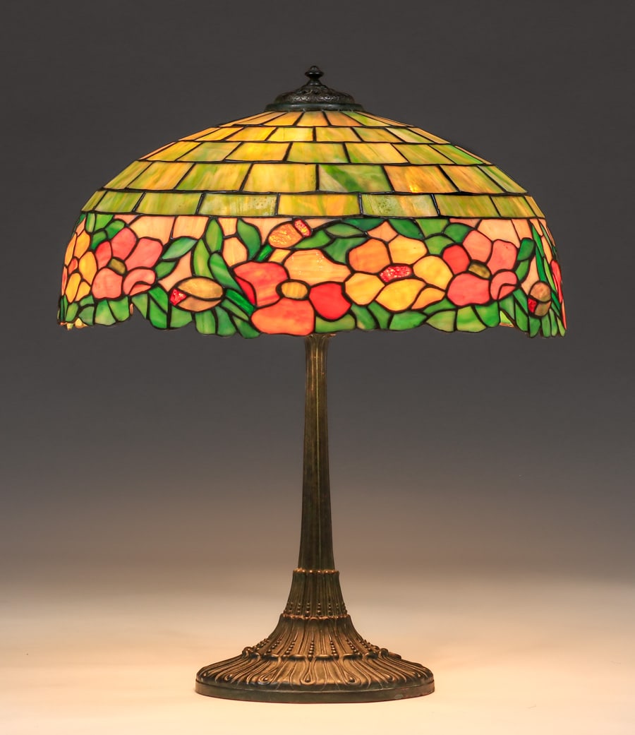 Wilkinson Floral Border Leaded Glass Lamp c1910 (1 of 5)