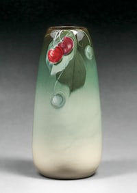 Weller Eocean Cherries Decorated Vase c1900s