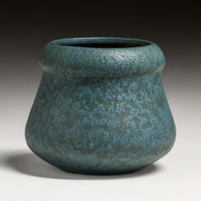 Early Marblehead Pottery Curdled Matte Blue Vase c1905-1907