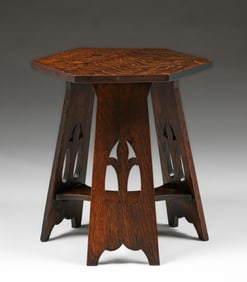 Early Stickley Brothers Cutout Taboret c1905