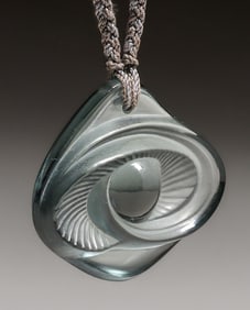Vintage Lalique Cecelia Fume Crystal Eye Pendant