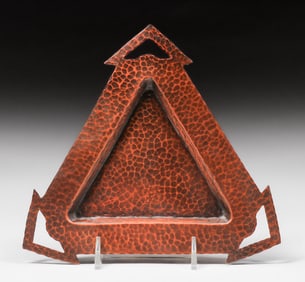 Benedict Studios Hammered Copper Cutout Tray c1910