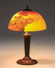 Arts & Crafts Period Reverse-Painted Lamp c1910s