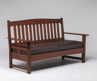 Limbert Ebon-Oak Bench Settle c1912-1915
