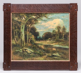 Manuel Valencia (1856-1935) Northern California Cows & Creek c1910