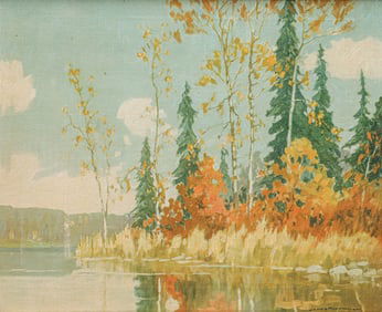 James Topping (1879-1948) Illinois Painting Autumn Trees c1920s