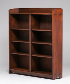 Gustav Stickley Open Two-Door Bookcase c1910