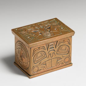 Northwest Coast Embossed Copper Box c1980s