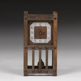 Arts & Crafts Period Oak Mantle Clock c1910