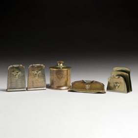 Group of Roycroft Hammered Copper Trefoil Items c1920s