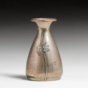 Heintz #3587 Sterling on Bronze Silver-Plated Vase c1915