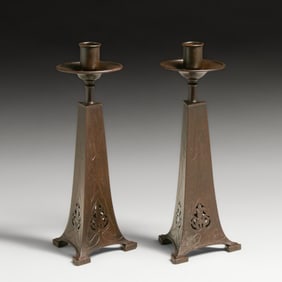 Pairpoint Art Nouveau Cutout Candlesticks c1910