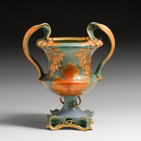 Austrian Amphora Art Nouveau Cutout Grapevine Porcelain Urn Vase c1900