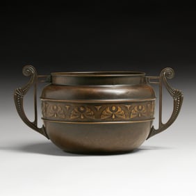 KMD Royal Daalderop Holland Two-Handled Copper Vase c1920s