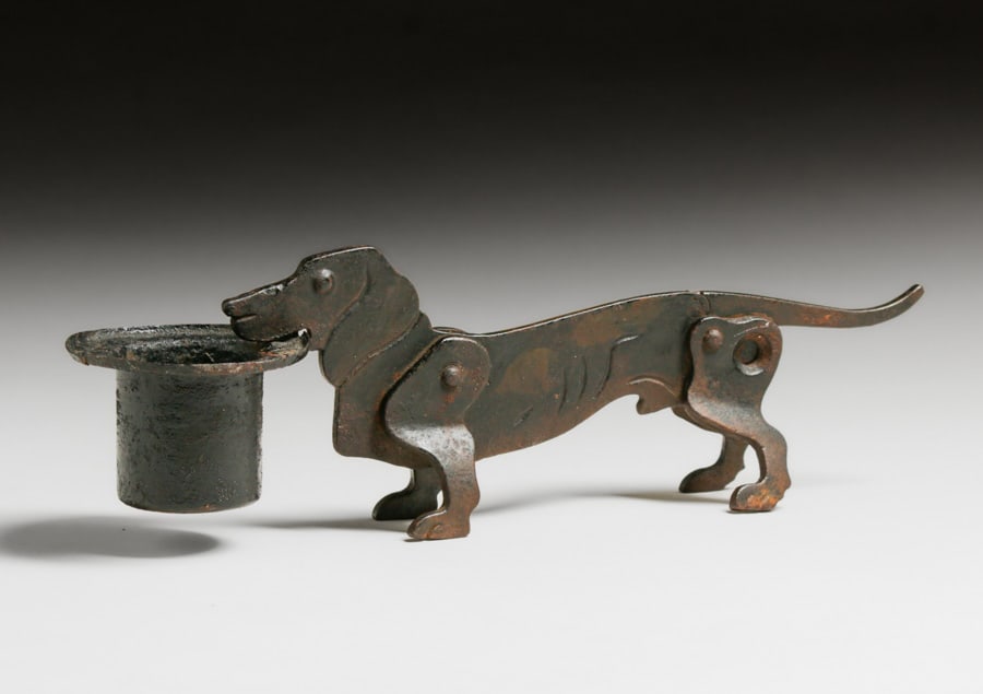 Ignatius Taschner - German Dachshund Dog Shaped Hammered Iron Cigar Cutter c1900 (1 of 5)