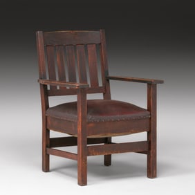 Arts & Crafts Period Oak Armchair c1910