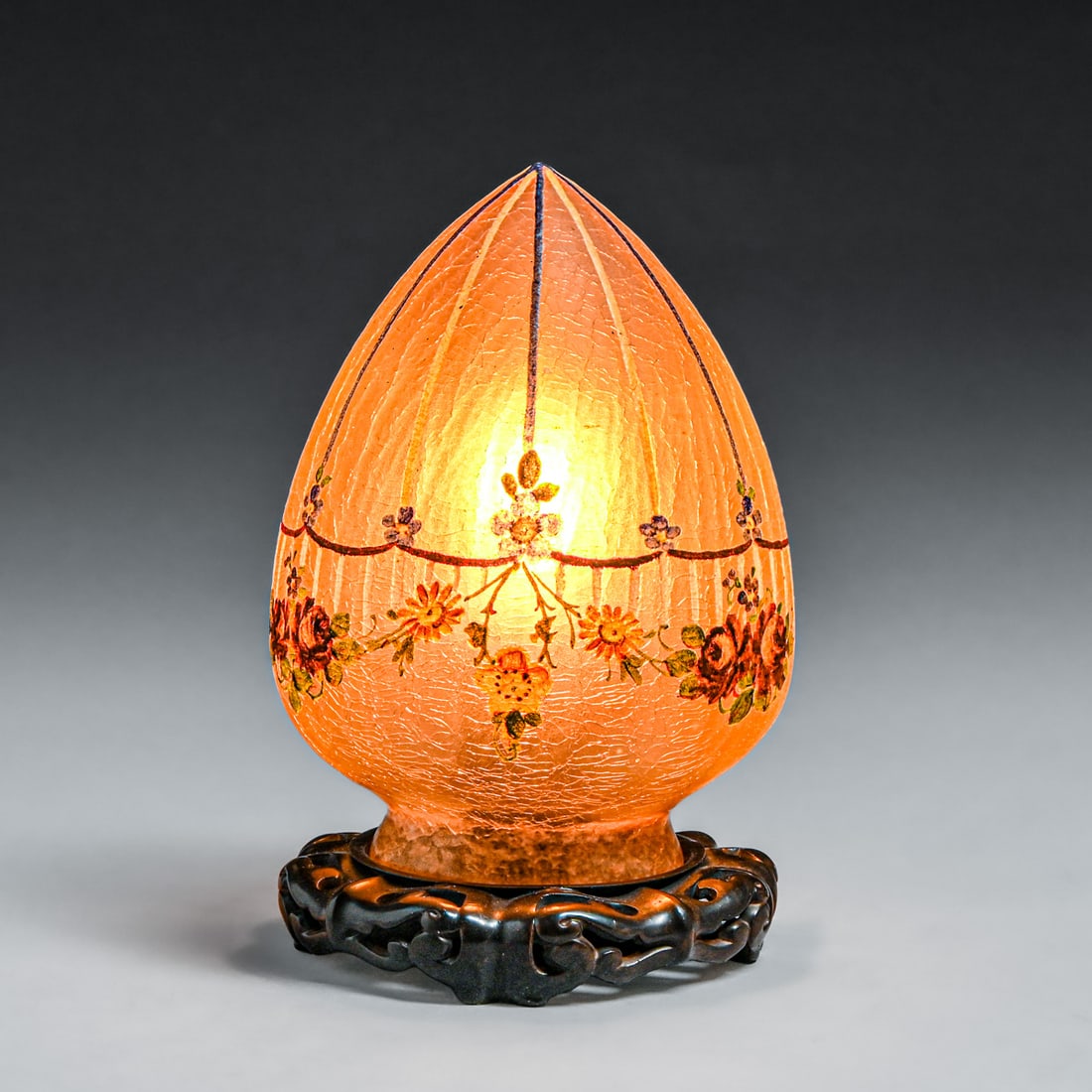 Handel #7094 Obverse Painted Egg-Shaped Lamp c1910 - 2