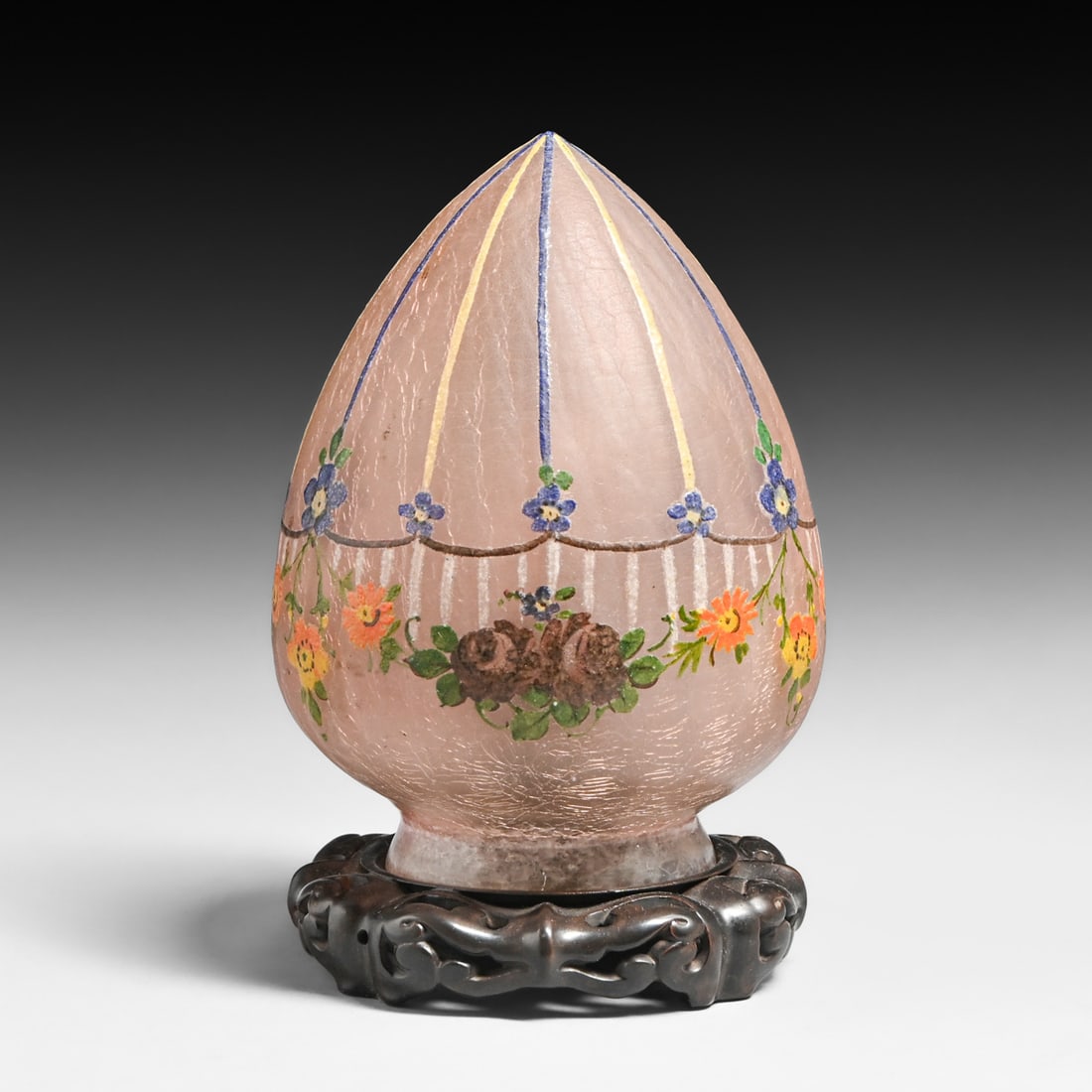 Handel #7094 Obverse Painted Egg-Shaped Lamp c1910 - 3