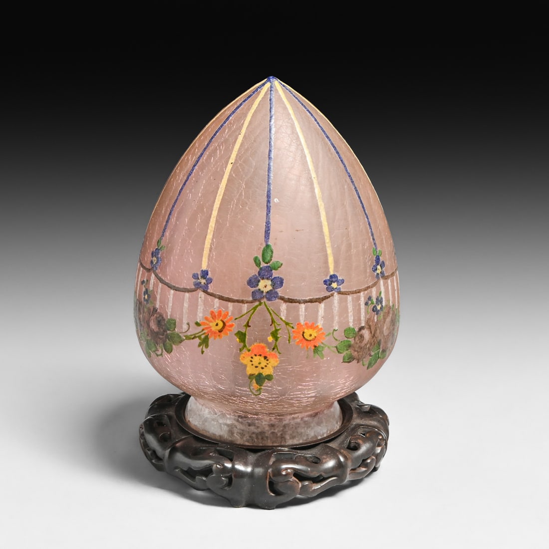 Handel #7094 Obverse Painted Egg-Shaped Lamp c1910 - 4