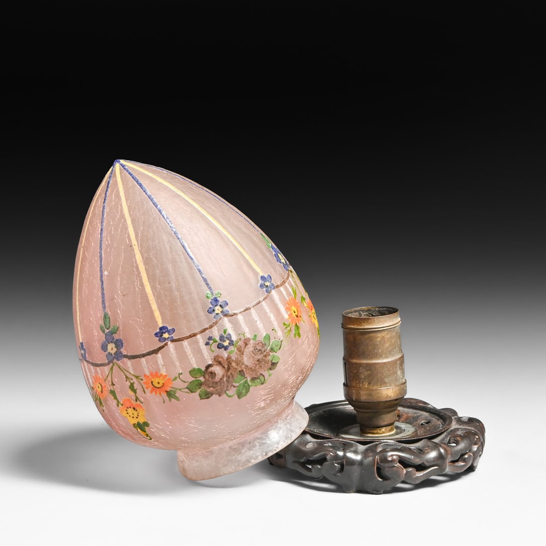 Handel #7094 Obverse Painted Egg-Shaped Lamp c1910 - 5