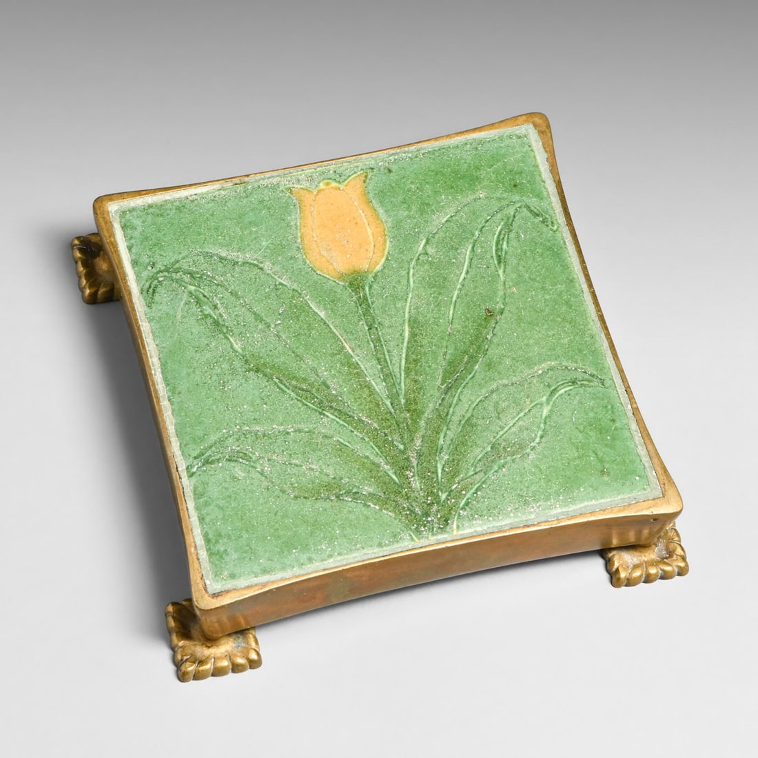 Tiffany Framed Grueby Trivet Tile c1905 - 2