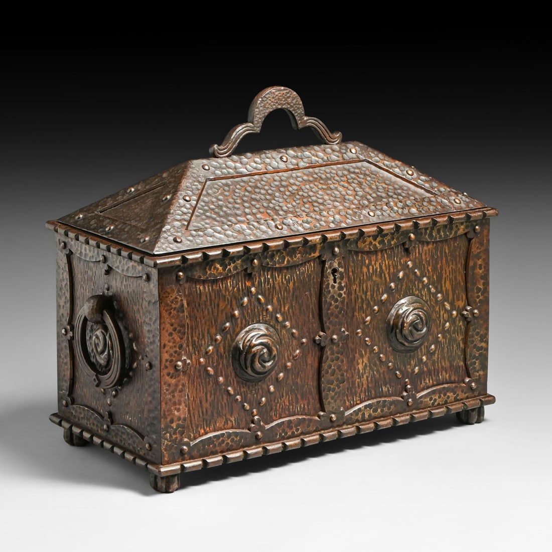 Huge German Arts & Crafts Hand-Forged Iron Casket c1900 (1 of 7)