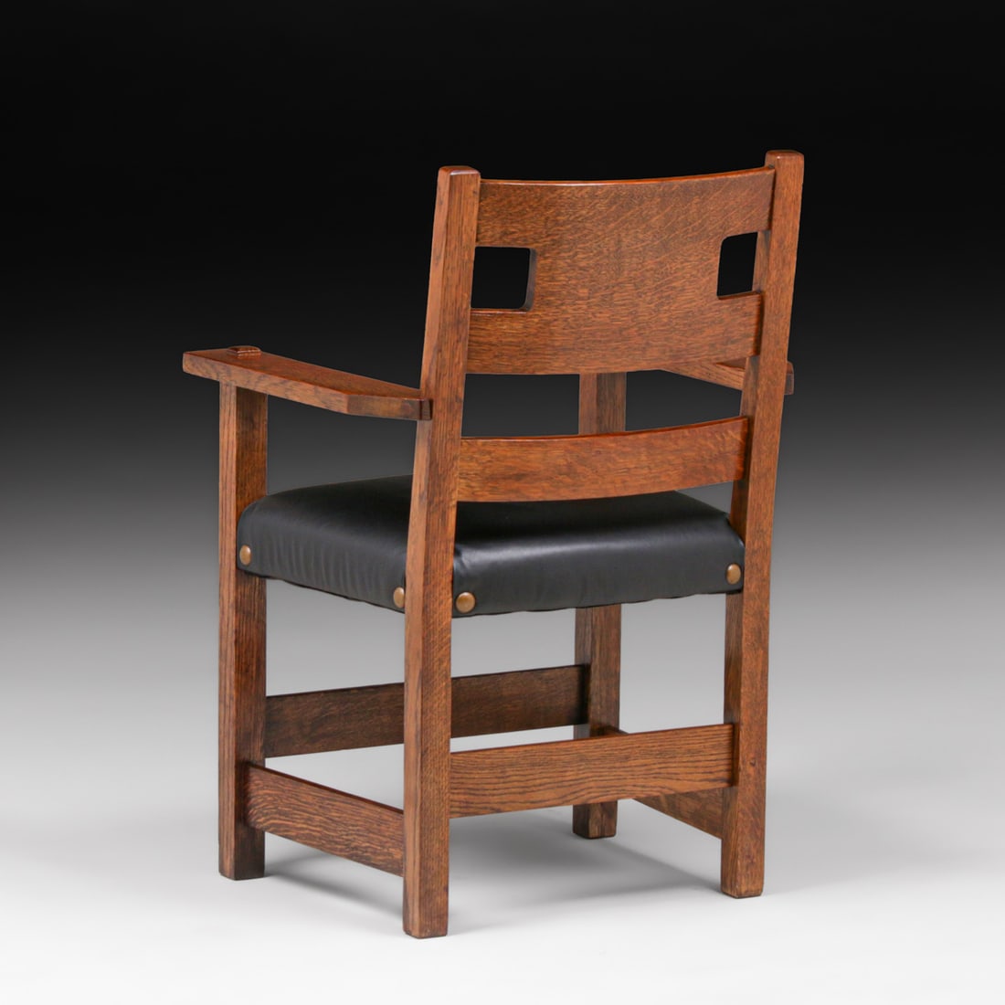 Limbert #593 Cutout Oak Armchair c1910 - 3