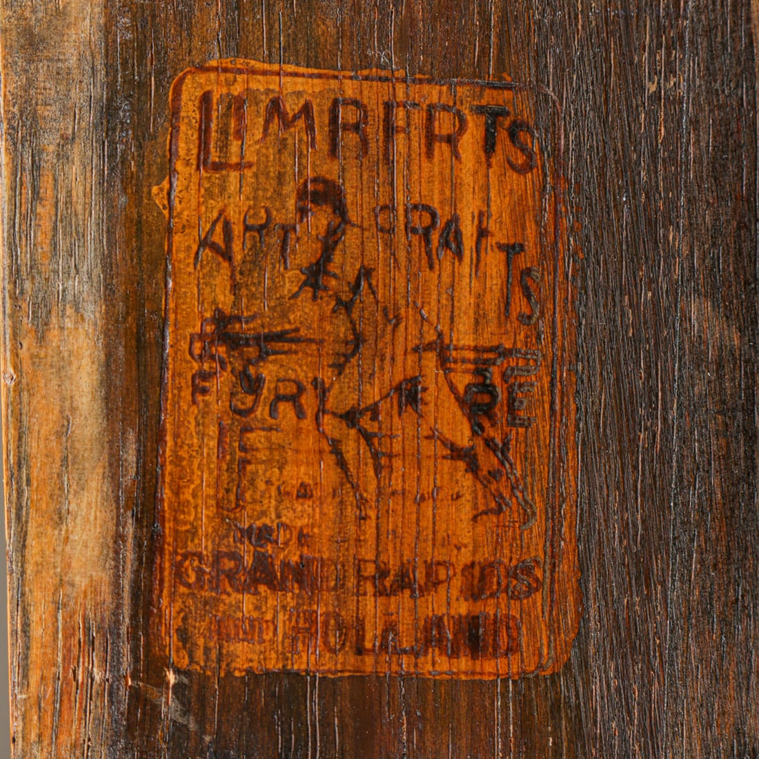 Limbert #593 Cutout Oak Armchair c1910 - 4