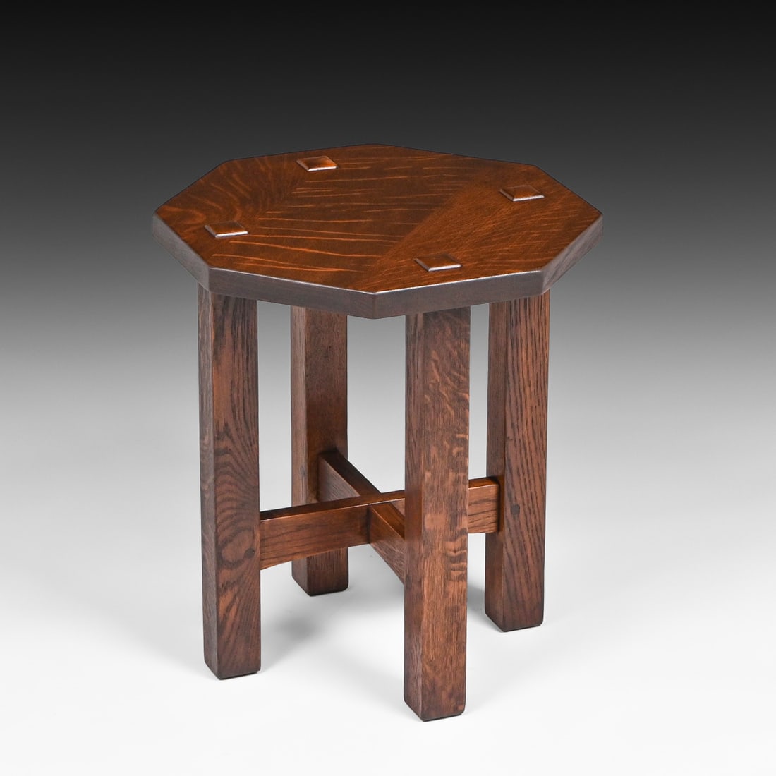 L&JG Stickley #558 Oak Taboret c1910 - 3