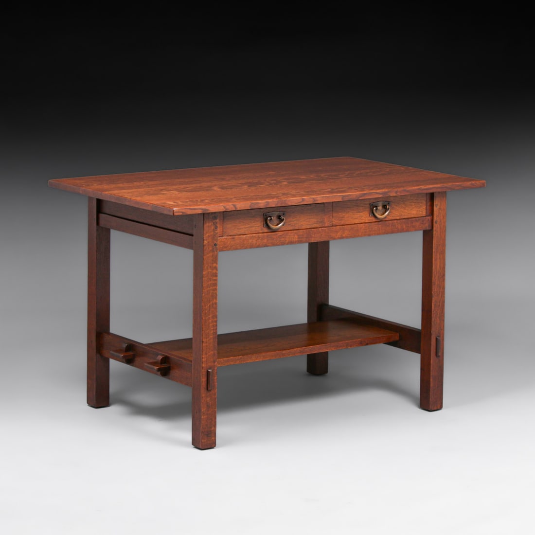 Gustav Stickley Two-Drawer Library Table c1912-1915 (1 of 5)