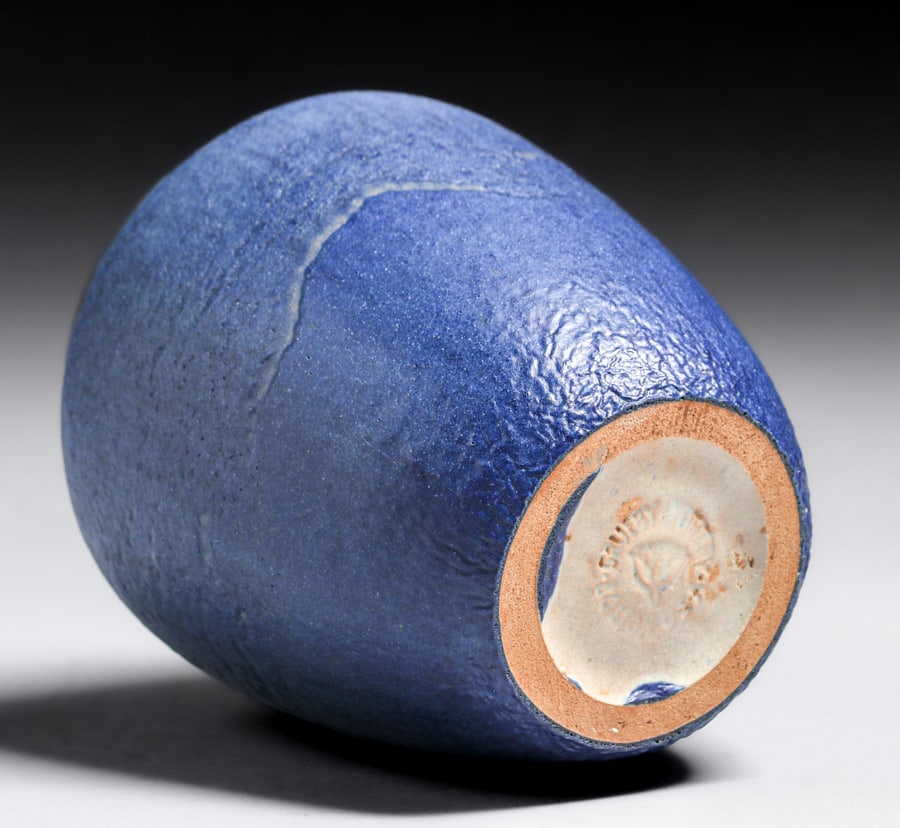 Grueby Pottery Matte Blue Vase c1910 - 3