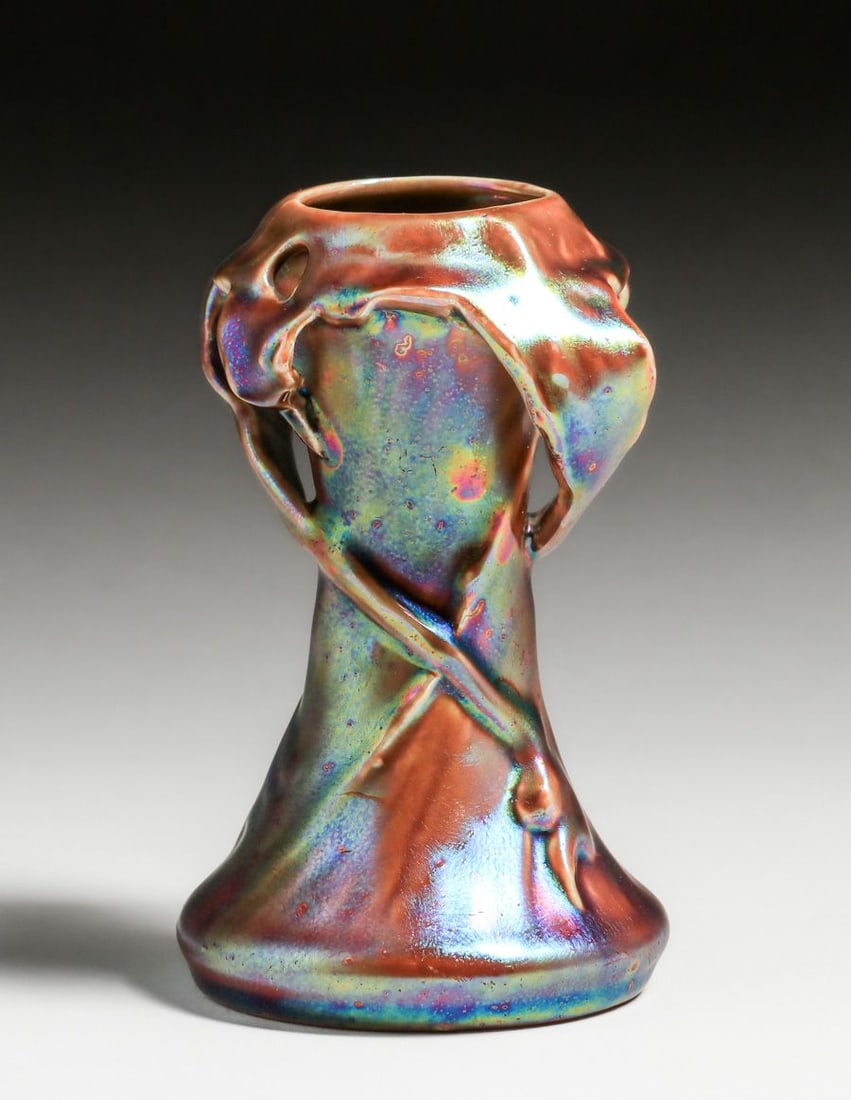 Heliosine - Austrian Iridescent Two-Handled Vase c1905 - 2