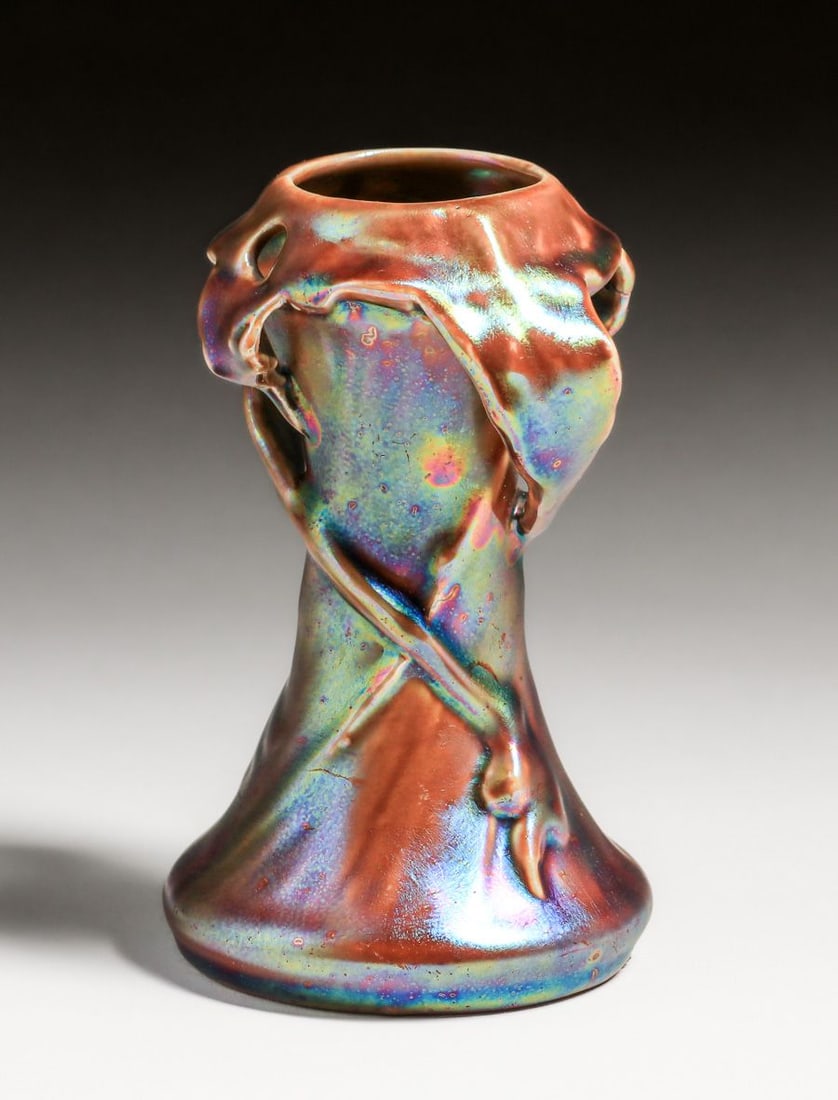 Heliosine - Austrian Iridescent Two-Handled Vase c1905 - 4