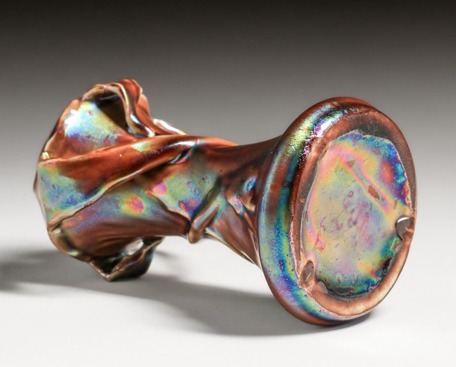 Heliosine - Austrian Iridescent Two-Handled Vase c1905 - 5