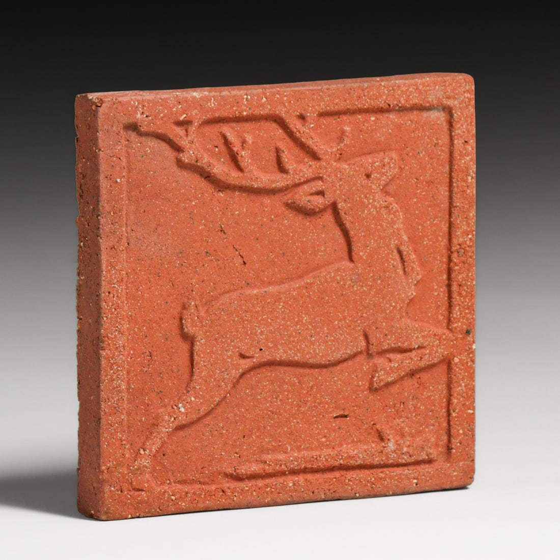 Grueby Faience Unglazed Deer Tile c1905 - 2