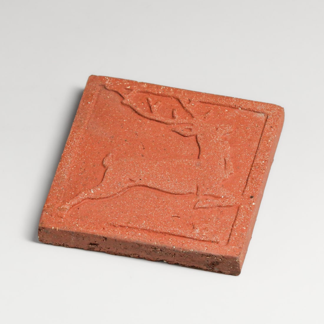 Grueby Faience Unglazed Deer Tile c1905 - 3