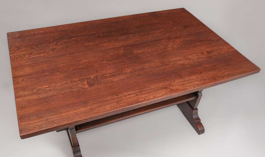 Massive L&JG Stickley 72" Trestle Table c1910 - 4