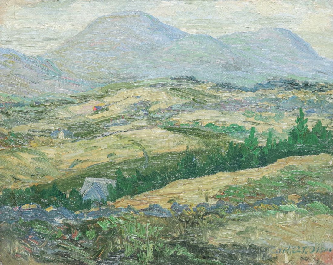 Carl Gustaf Theodore Olson (1875 - 1952) New England Hills c1920s: Carl Gustaf Theodore Olson (1875 - 1952) New England Hills c1920s. Oil painting on canvas. Came from the Olson Family Estate. Olson was a Swedish American artist active in Massachusetts and Michigan.