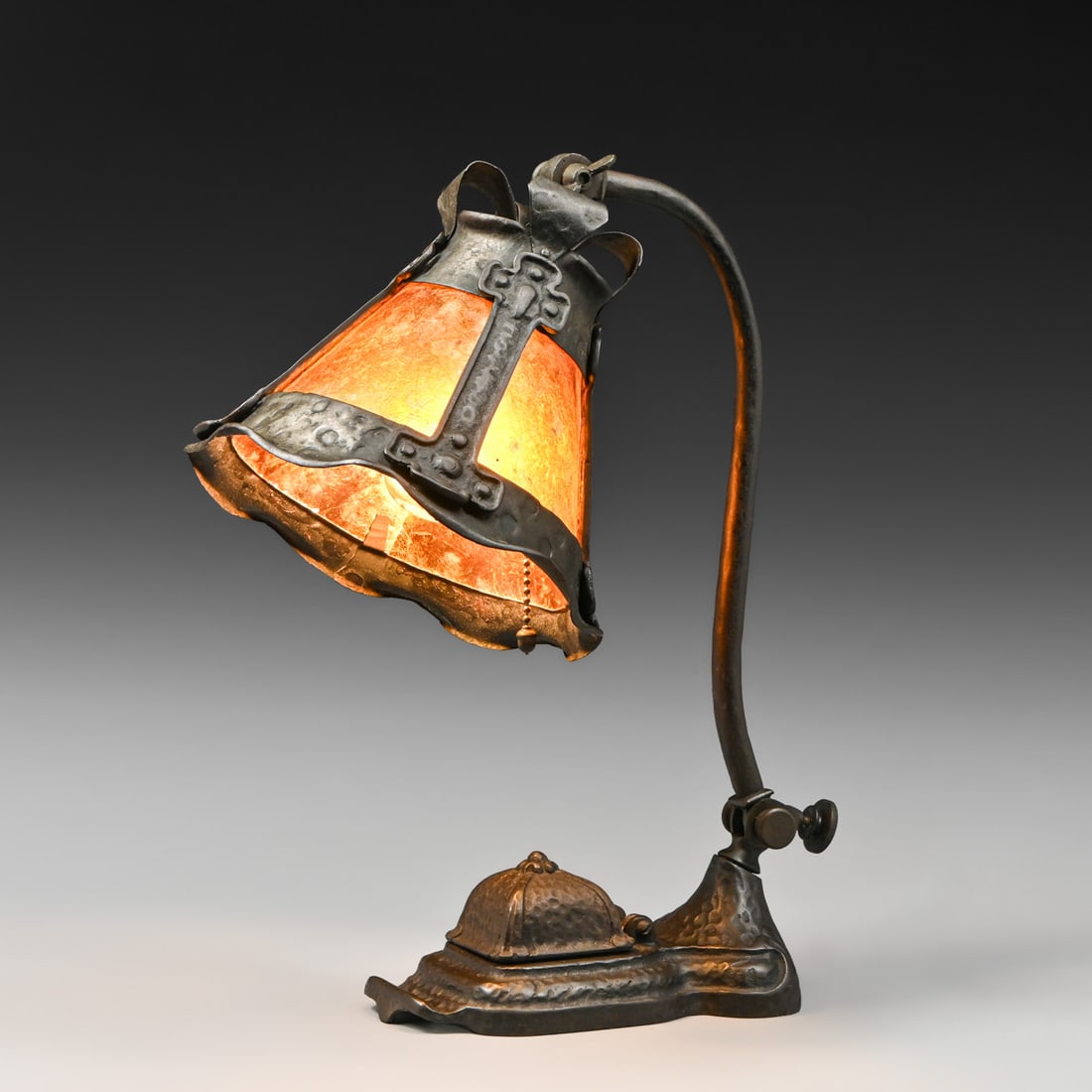 Arts & Crafts Period Iron & MIca Lamp c1910 (1 of 9)