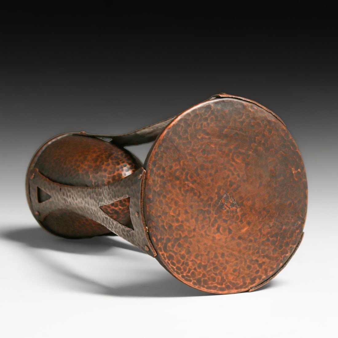 Benedict Studios Hammered Copper Cutout Oil Lamp c1910 - 5