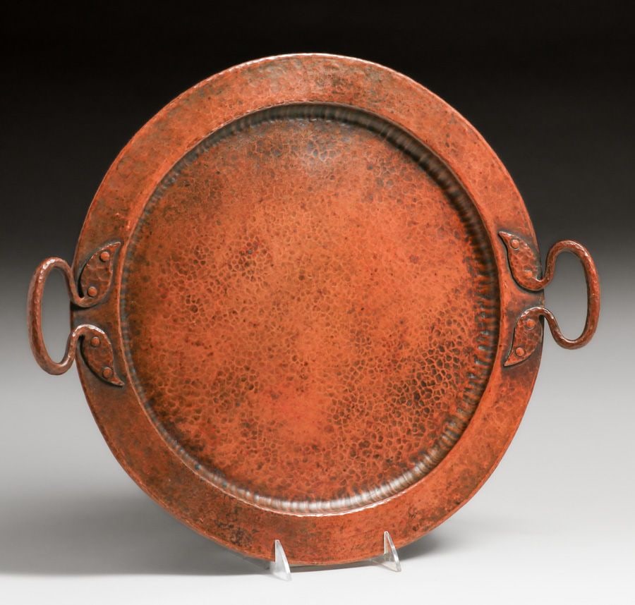 Early Gustav Stickley Hammered Copper Two-Handled Tray c1905 - 2