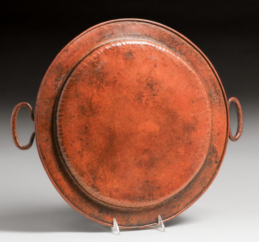 Early Gustav Stickley Hammered Copper Two-Handled Tray c1905 - 5