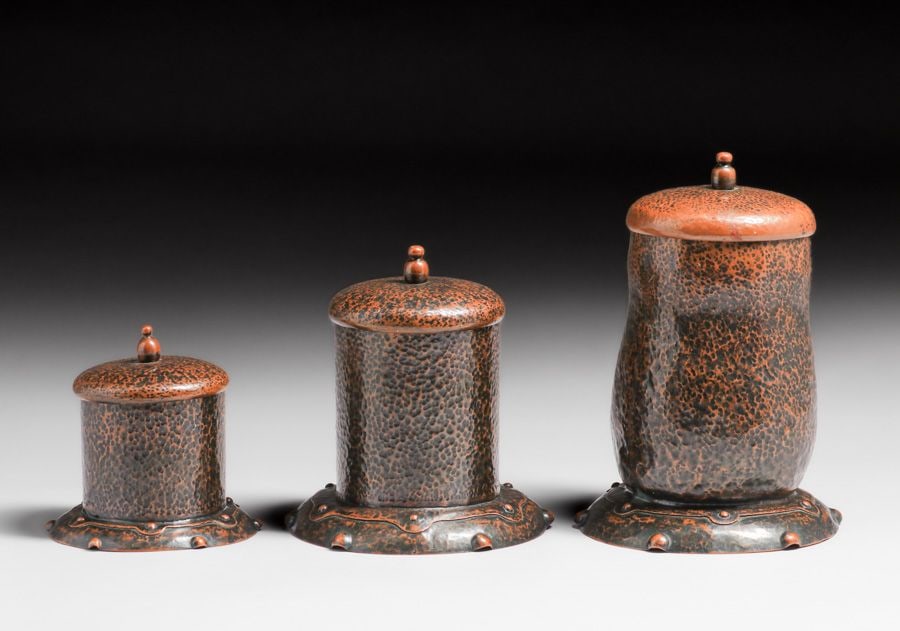 Benedict Studios Hammered Copper Covered Vase c1910 - 5