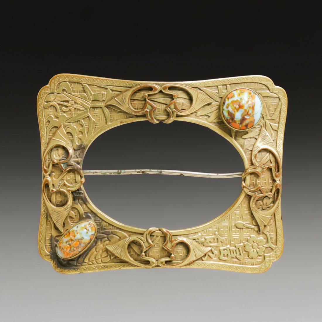 Art Nouveau Gilded Brass Brooch c1900 (1 of 5)