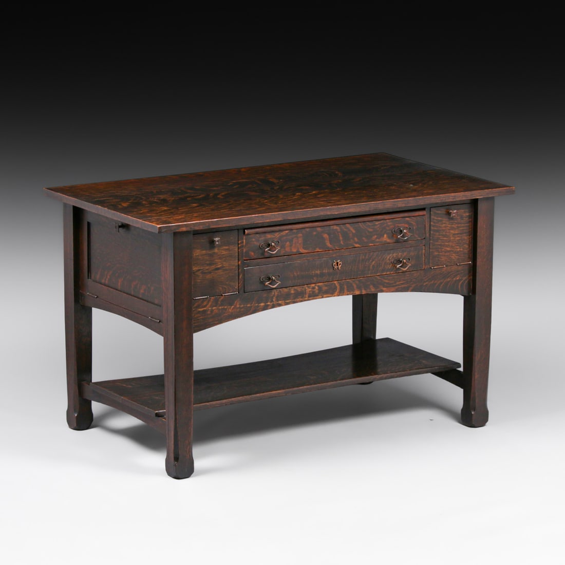 Grand Rapids Two-Drawer Arts & Crafts Oak Desk c1910: Grand Rapids Two-Drawer Arts & Crafts Oak Desk c1910. Unsigned. Excellent original finish. 50"w x 28.75"d x 30.25"h FREE NATIONWIDE SHIPPING Free Nationwide Shipping within the lower 48 states for all