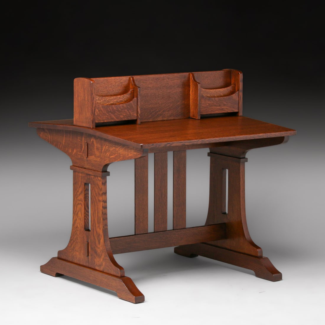Limbert #739 Cutout Oak Double Desk c1910 - 2