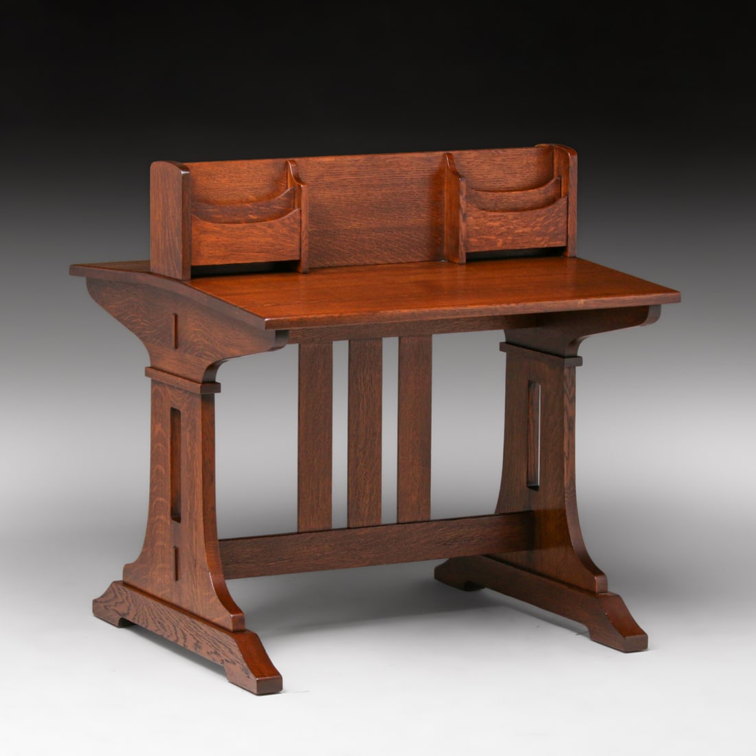 Limbert #739 Cutout Oak Double Desk c1910 - 4
