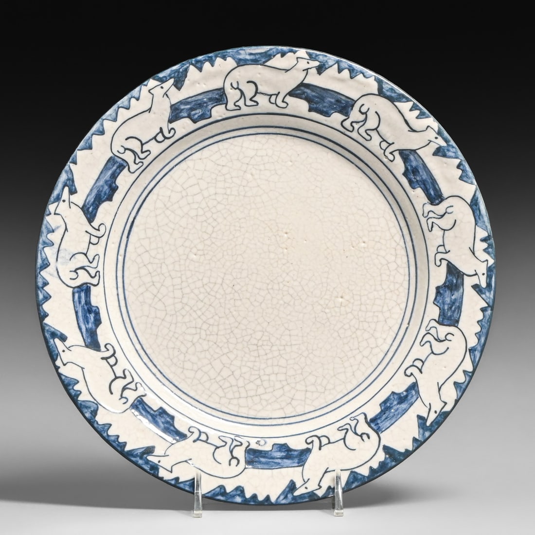 Dedham Pottery Polar Bear Plate c1920s: Dedham Pottery Polar Bear Plate c1920s. Signed. Perfect condition. 8.75"d FREE NATIONWIDE SHIPPINGFree Nationwide Shipping within the lower 48 states for all purchases at our Two-Day Auction.